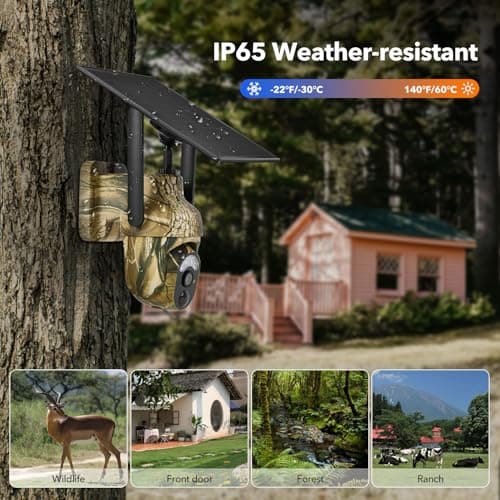 4G LTE Cellular Trail Cameras 2K 360° View Live Streaming Game Camera Built-in SIM Card with Motion Activated Color Night Vision Remote Phone Access Solar Powered Trail Camera IP65 Waterproof 2 Pack