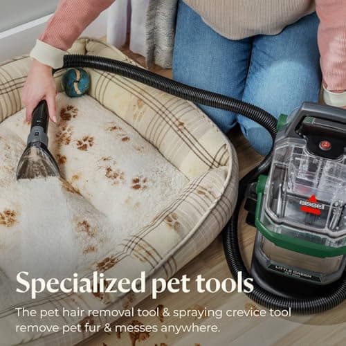 BISSELL Little Green Pet Pro Portable Carpet and Upholstery Deep Cleaner, Car/Auto Detailer with Self-Cleaning Tough Stain, Pet Hair Removal, Crevice Tool (3909)