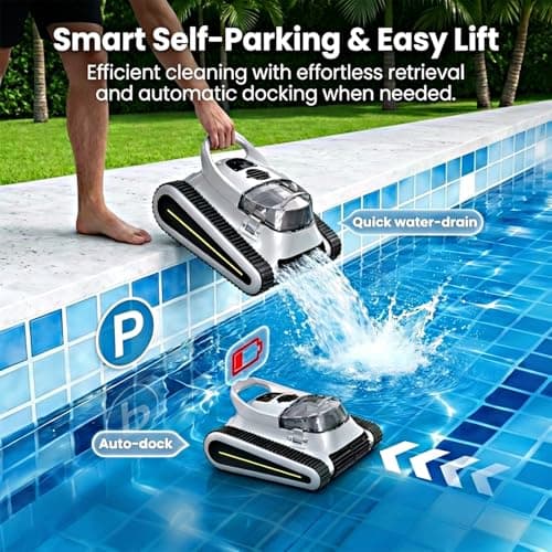 Cordless Robotic Pool Cleaner - Automatic Pool Vacuum Robot for Inground&Above Ground Pools, Wall&Waterline Climbing, Smart Navigation, 180mins Runtime, APP Control, Dual Filtration, Powerful Suction