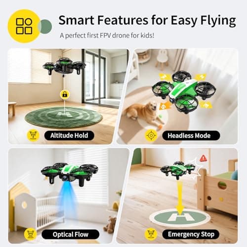 Holy Stone Mini FPV Drone with 1080P HD Camera for Kids & Beginners, RC Nano Quadcopter with Optical Flow Hover, Gesture Control, 3D Flips, 3 Batteries, Great Gift Toy for Boys and Girls, HS210P Green