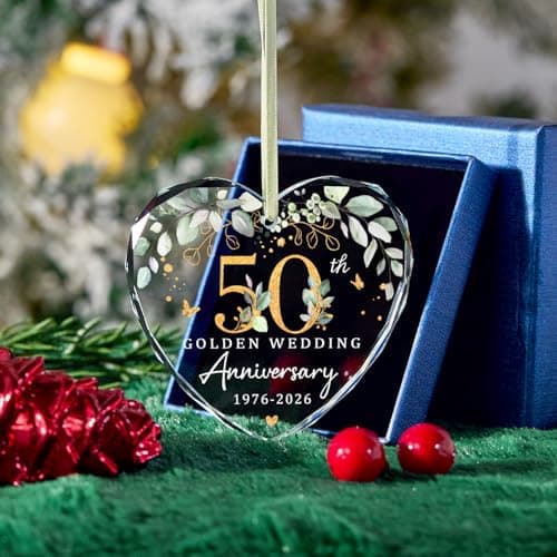 Marriage Gifts for Parents,50th Anniversary Marriage Gifts for Couple Golden Wedding Decorations,Golden Wedding Gift 50th wedding anniversary gifts,Happy 50th Anniversary Ornament B0H1WN27QW