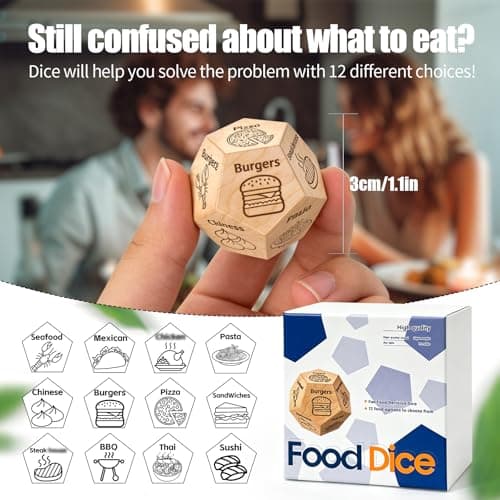Food Dice Stocking Stuffers for Men Women Kids Adults Date Night Dice Couples Gifts for Him Her Anniversary Christmas Birthday Wedding Gifts for Men Women Him Her Boyfriend Girlfriend Husband