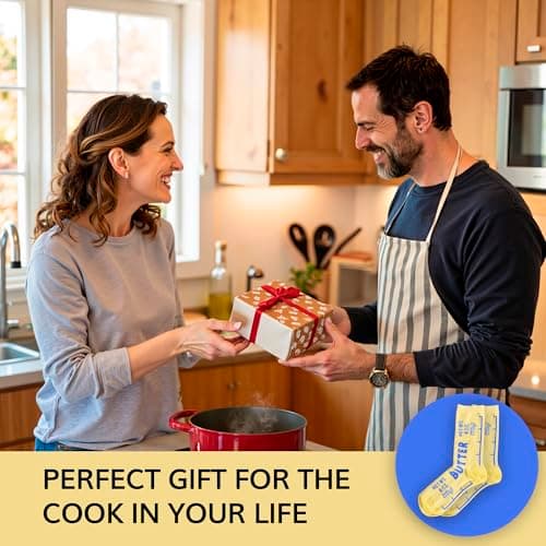 VELENTI Butter Socks – Funny Food Novelty Crew Socks for Women 5–10 & Men 4.5–8.5 | Soft Cotton Blend | Unique Gift for Chefs B0FX389337