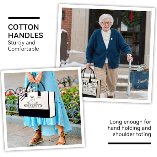 80th Birthday Gifts for Women Her- 4 pcs, Turning 80 Year Old Gifts, Decorations Canvas Beach Tote Bag & Makeup Bag, Unique Happy 80th Birthday gifts for Her Mom Wife Friends