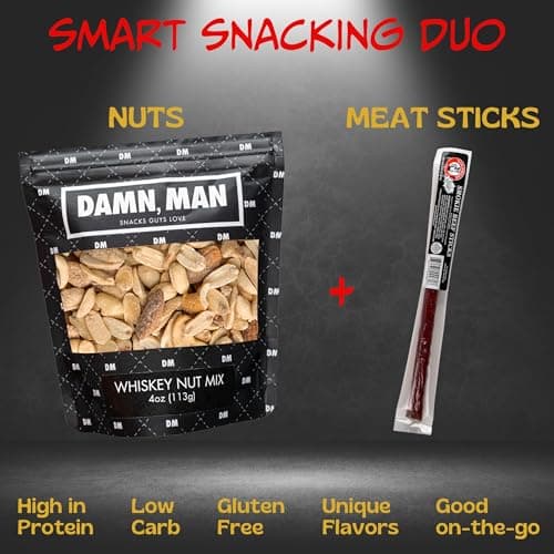 Beef Jerky Gift Basket for Men with Nuts - 12pc Meat Snack Food Variety Box, Unique Food Gift Idea for Birthday, for Husband, Family, Care Package for Guys, Adults
