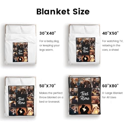 Custom Blanket with Photos Text Personalized Blanket Thows with Picture Customizable Blanket Photo Blankets Customize for Mom Dad Couple Girlfriend Boyfriend Wife Husband