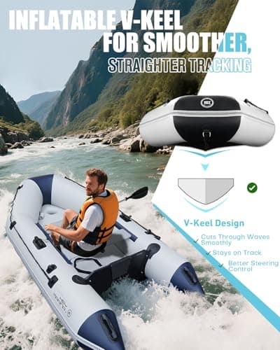 Inflatable Dinghy Boat with Drop-Stitch Floor 10ft Portable Inflatable Boat for 3-4 Adults, Motor Compatible, Heavy-Duty PVC, Ideal for Fishing, Cruising, and Rescue Use