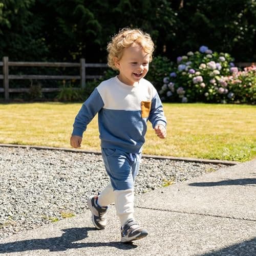 3 6 12 18 24 Months 2T 3T 4T 5T Boy Clothes Toddler Fall Winter Outfit Contrast Color Long Sleeve Pullover and Joggers Set Kupretty Toddler Baby Boy Clothes Color Block Sweatshirt Pants Set B0C69FLN77