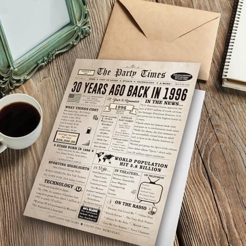 Jumbo 10.6 x 7.9 Inch 30 Bday Cards for Husband Wife Daughter Son, Retro 30 Year Old Gift Ideas for Family Celebration Huameigf Funny 30th Birthday Card Gifts Decorations for Women Men Him Her B0CKYF1DH8