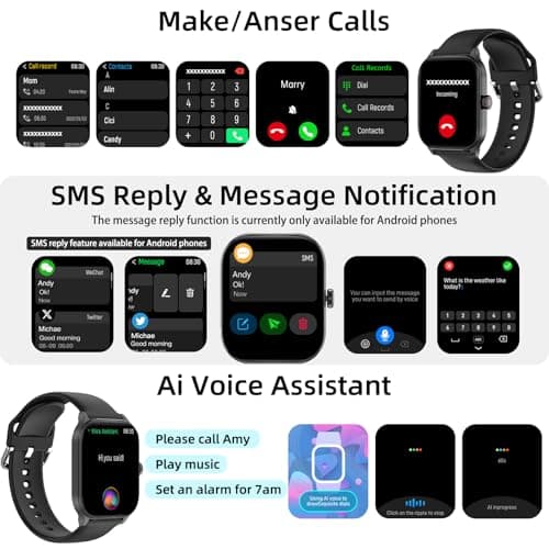 Smart Watch with Built-in GPS and Offline Maps, 1.96" HD Display, Answer/Make Calls, 100+ Sport Modes, Heart Rate/Sleep/SpO2 Monitor, Fitness Activity Tracker for Android and iPhone, 2 Bands, Black