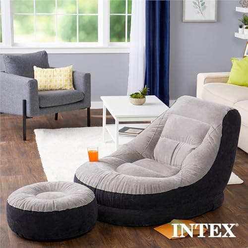 Intex Inflatable Ultra Lounge Chair With Cup Holder And Ottoman Set (4 Pack)