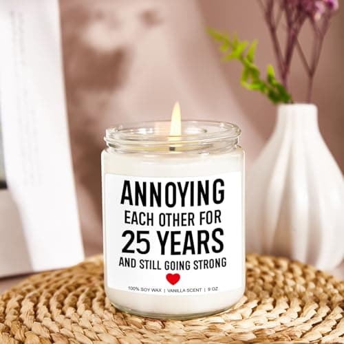 Younift Funny Scented Candle, 25th Anniversary, Gifts for Couple, 25th Wedding Anniversary Decorations, 25 Year Silver Anniv. Gifts for Husband, Wife, Him, Her, Women, Men, Friends, Parents B0D5J518NH
