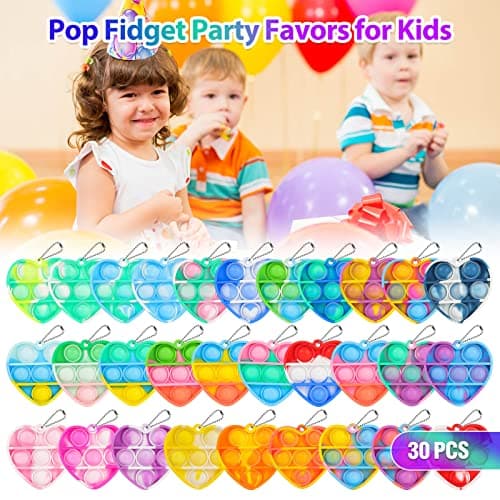 Valentines Day Gifts for Kids Classroom Prizes Student Mini Pop Keychain It Small Fidgets Birthday Goodie Bag Stuffers Filler Heart Pop Fidget Toys Bulk Its Valentine Party Favors for Kids 30 Pack B0BJNQMM9T