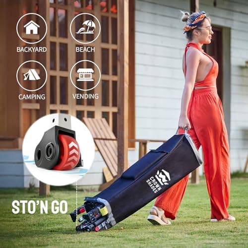 CROWN SHADES 10x10 Pop Up Canopy with 1 Side Wall - Beach Tent with One Push Setup - Outdoor Sun Shade for Events, Parties, Camping - Gazebo with STO-N-Go Cover Bag (Red)