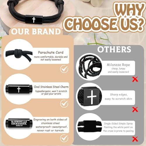 PEALICIOUS Cross Bracelet for Boys, Joshua Birthday Son Gifts for Teens B0FK4PJ31K