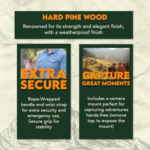 SE 3 Piece 55" Detachable Pine Wood Walking/Hiking Stick with Metal Tip, Reinforced Rubber Tip, and Water-Resistant Travel Pouch - Portable and Durable for Outdoor Adventures