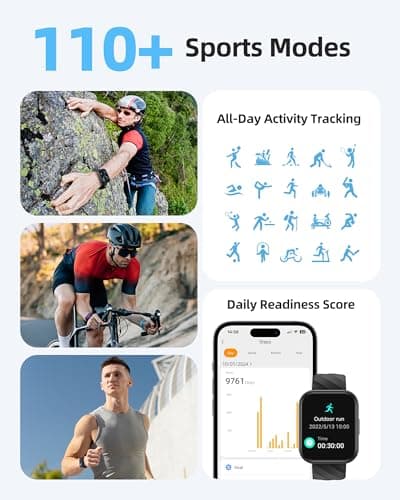 Parsonver Parsonver Smart Watch, 5ATM Waterproof Watch for Swimming, Fitness Activity Tracker with 110+ Sports Modes, Heart Rate/Sleep/SpO2/Calories Monitor, Pedometer, Fitness Watch for Android & iPhone, Black