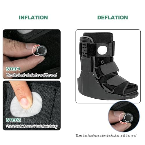 Jewlri Jewlri Air Walking Boot, Fracture Boot Short Walker Protection Fits Left or Right Foot Ankle Support for Injuries Fractures Sprains Black M