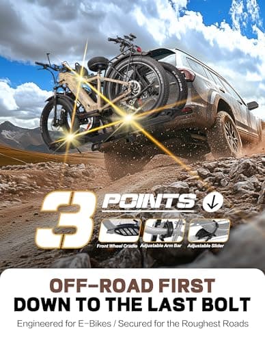 E-Bike Rack with Ramp, Hitch 2 Bike Rack, 200 lbs Capacity Electric Bike Carrier, Foldable Platform Mount for Cars, Trucks, SUVs, Minivans, Up to 5-Inch Fat Tire for 2'' Receiver