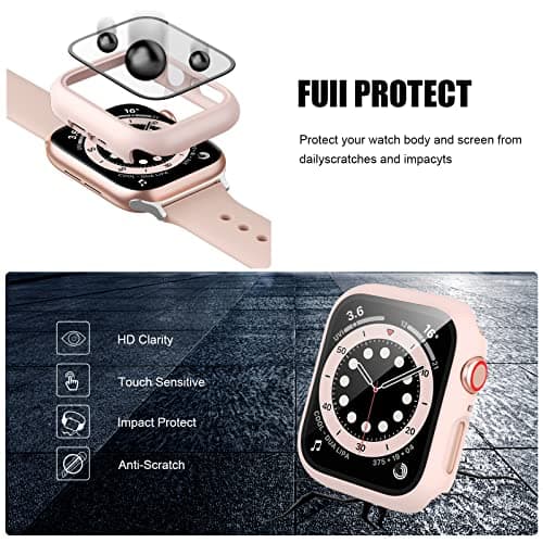 2 Pack Case with Tempered Glass Screen Protector for Apple Watch Series 3/2/1 38mm,JZK Slim Guard Bumper Full Coverage Hard PC Protective Cover HD Ultra-Thin Cover for iWatch 38mm,Pink+White