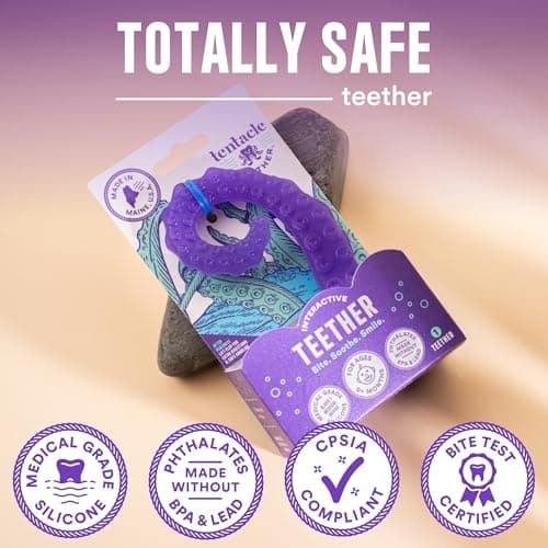 – Made in USA Medical Grade Silicone Teether for Infants – Multi-Stage Molar Relief & Interactive Parent-Finger Fit – 0-24 Months