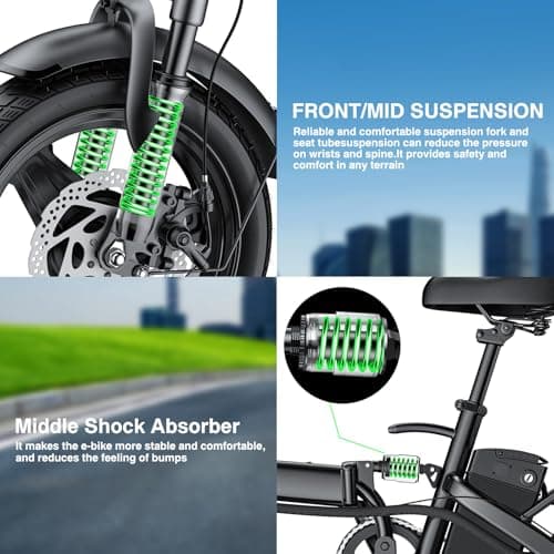 Electric Bike for Adults and Teens, 520W-560W Motor, 20-24MPH, 32 Miles Range, 48V 10Ah Battery, 3-Level Pedal Assist, 14" Foldable Mini Electric Bicycle, UL 2849 Certified