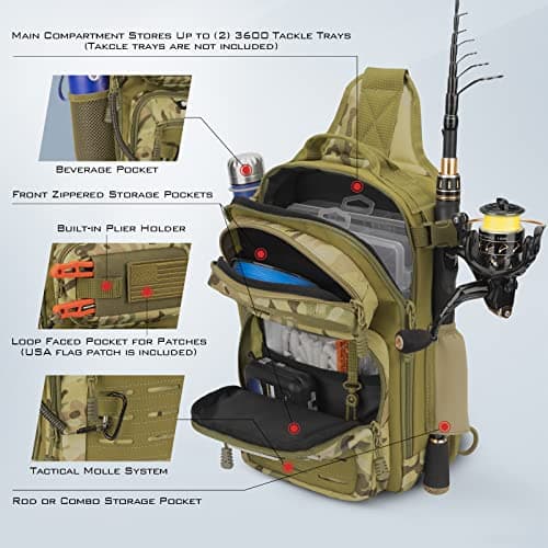 KastKing BlowBak Tactical Sling Tackle Bag-Lightweight Fishing Backpack Storge Fishing Gear and Equipment,Gift for Men