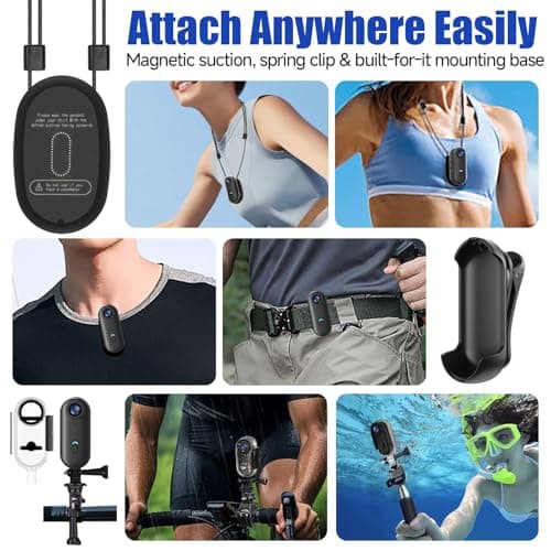 Vauvinmaic 4K Mini Body Camera 64GB, Thumb Size WiFi POV Cam, Waterproof Wearable Hand Free Portable Action Cam, Ultra Wide Angle View, Mount Anywhere for Pets, Cycling, Swimming, Vlogging, Black