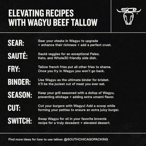 South Chicago Packing Wagyu Beef Tallow, 42 Ounces, Paleo-friendly, Keto-friendly, 100% Pure Wagyu