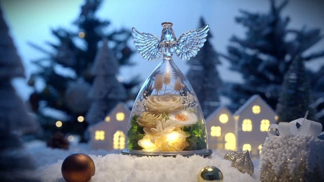 FIACO Preserved Rose Christmas Birthday Gifts for Women Forever Fresh Flowers Delivery Gifts for Mom Grandma Wife Anniversary Eternal Roses in Glass Angel Figurines