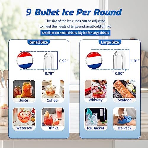 Ice Maker Countertop, 26lbs in 24Hrs, 9 Ice Cubes Ready in 6 Mins with 2 Sizes of Bullet Ice, Auto-Cleaning Portable Ice Maker with Scoop & Basket, for Home/Kitchen/Camping/RV. (Black)