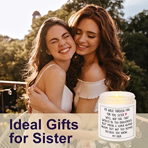 Funny Sister Gifts, Sister Birthday Gifts Ideas- Handmade Lavender Natural Soy Wax Candle (7oz)- Sisters Gift from Sister Brother for Graduation, Birthday, Christmas, Mothers Day, Sis Candle