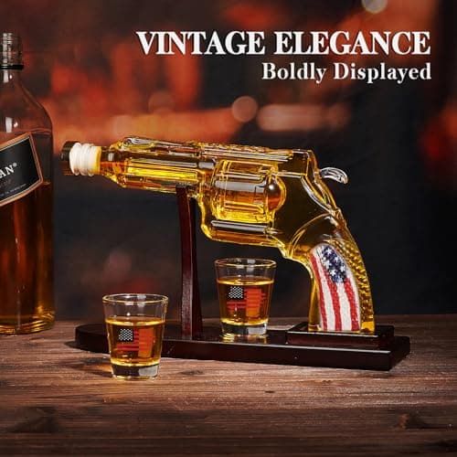 Gifts for Men Dad, Unique Christmas Anniversary Birthday Gift for Him Husband, 9 Oz Whiskey Decanter Set with 2 Oz Shot Glasses, Cool Persinalized Presents liquor dispenser for Home Bar