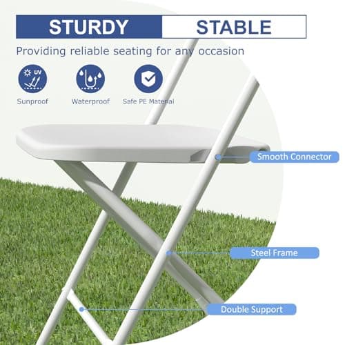 White Folding Chairs 2 Pack, Plastic Folding Chairs Outdoor Indoor, 350lb Capacity, Portable Event Chair, Lightweight Folding Chair, for Events Office Wedding Party Rental Picnic Patio