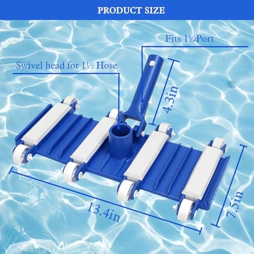 Zhengjiake Pool Vacuum Head with Wheels,14" Heavy Duty Head, Pool Cleaner Vac Head, Flexible Swimming Pool Vacuum Head with Swivel