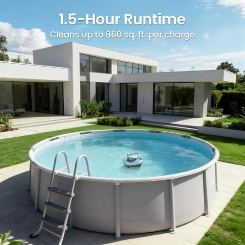 AIPER Cordless Robotic Pool Cleaner, Pool Vacuum Lasts 90 Mins, LED Indicator, Self-Parking, Ideal for Above-Ground Flat Pool up to 860 sq.ft