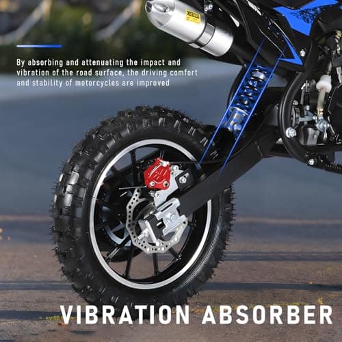 50CC Dirt Bike, 2-Stroke Kids Dirt Bike with 10-Inch Off-Rode Tire, Mini Bike with Front and Rear Disc Brake, Up to 25 Mph, Mini Bikes for Kids 8-14 Weight Support Up to 330 LBS Blue