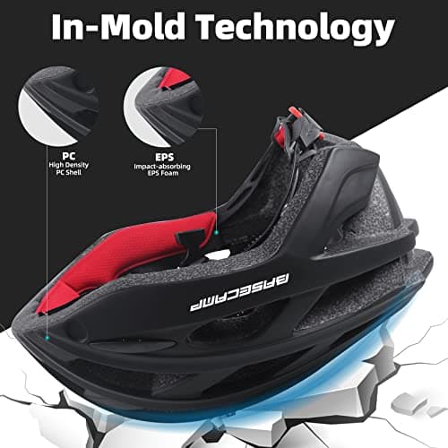 Bike Helmet, Basecamp Bicycle Helmet with Rear Light & Detachable Magnetic Goggles Lightweight Cycling Helmet Adjustable for Adult Men Women Mountain & Road (BC-069)