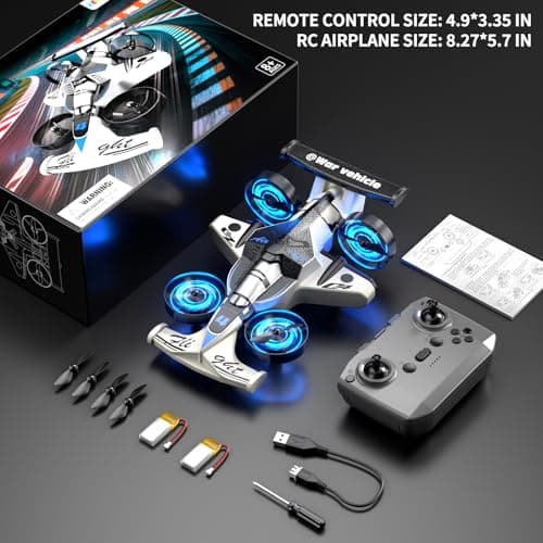 Remote Control Airplane Car Toys for Kids Ages 4-6-8-10-12, 2-in-1 Foam RC Plane Car Jet Mini Drone, Racing Car Stunt Plane Toys for Kids Boys Beginners 4 5 6 7 8 9 Year Indoor Outdoor Play