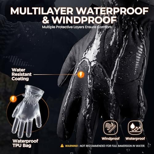 rivmount Winter Waterproof Ski Snow Warm Gloves for Women Men, Windproof Cold Weather Thermal with Touchscreen Fingers, for Running Driving Cycling Hiking Biking Outdoor Sports Daily Work