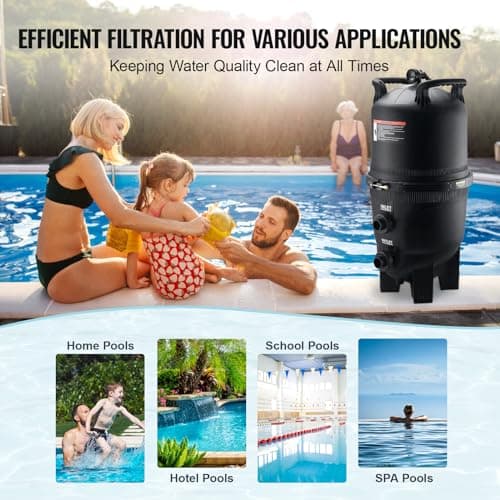 VEVOR 2025 Pro Cartridge Pool Filter Tank & Element for Above Ground & Inground Pools, Large 520-525Sq. Ft Cleaner System Compatible W/Pumps 1 to 3 HP| Up to 15311 GPH |for Pools Up to 122490 Gallons