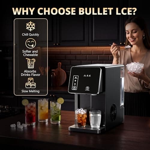 Cowsar 2-in-1 Countertop Ice Maker with Water Dispenser, 26lbs/24H, Fast 9 Ice in 8 Mins, 2 Sizes of Bullet Ice Machine with 3.3L Removable Water Tank for Home, Kitchen,Office