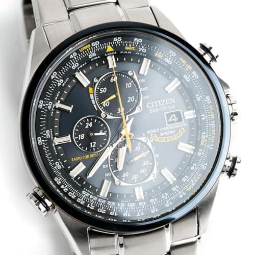 Citizen Men's Eco-Drive Sport Luxury World Chronograph Atomic Time Keeping Watch in Stainless Steel, Blue Dial (Model: AT8020-54L)