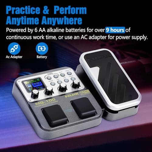 MG-100 Professional Multi Effects Guitar Pedal, Electric Guitar Effects Pedal with 58 Effects, Guitar Effects Processor with Wah Pedal for Sound Di Box Electric Guitar Bass Loop Amplifier Tube Pedal