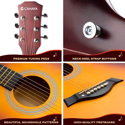CAHAYA Acoustic Guitar For Beginner 41-inch - Full Size Wood Guitar Kit for Kids and Adults with Guitar bag Brass strings Capo String Pick and Clean Cloth for Gift CY0353