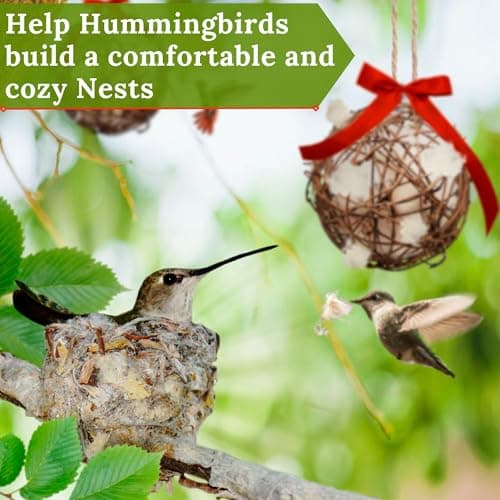 Hummingbird Nesters - Bird Nesting Material Holder for Wild Birds - Humming Bird House Materials Gifts for Bird Watching Nature Lovers - Refillable Outdoor Nesting Station to Build a Nest