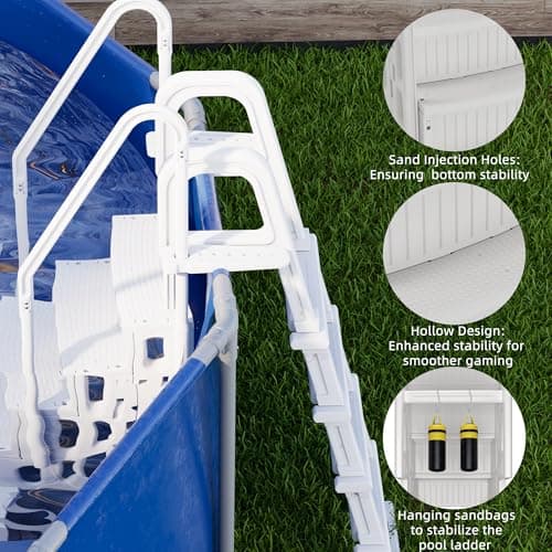 Pool Ladder, 4-Step Pool Stairs with Double Handrails and Non-Slip Steps for 48-54” Above Ground and In-Ground Pools, White