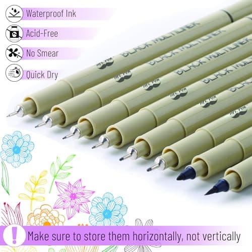 Mr. Pen - Art Pens, Multiliners, Fineliner Ink Pens, Set of 8 Technical Drawing pen, Pigment Pen, Fine Point, Black, Waterproof, for Art Watercolor, Sketching, Micro Drawing, for Bible Journaling