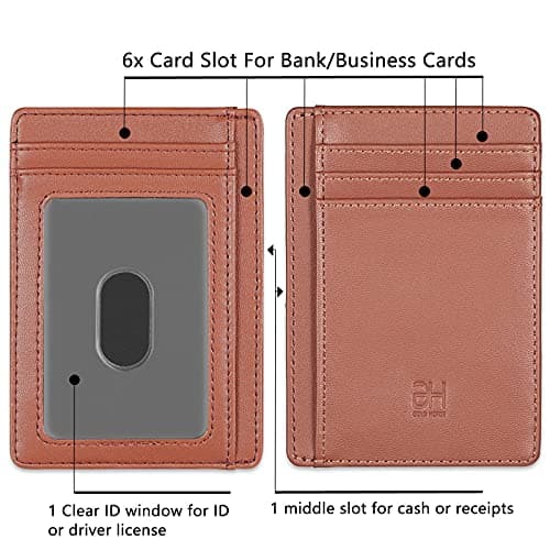 GH GOLD HORSE Slim RFID Blocking Card Holder Minimalist Leather Front Pocket Wallet for Women