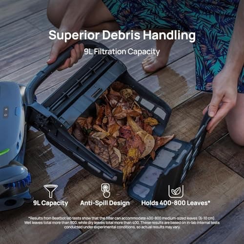 (2025 Upgrade) Beatbot iSkim Ultra 24/7 Cleaning Solar Powered Pool Skimmer with Water Clarification System & APP Control, Voice Broadcast, Dual Charging Options, Edge & Corner Cleaning, Blue